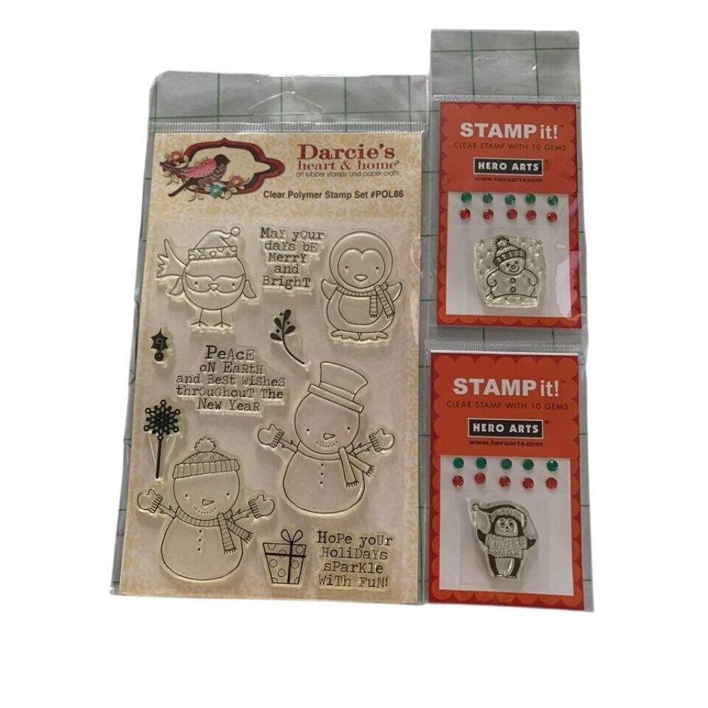 Darcie’s Heart & Hero Arts Merry & Bright Clear Cling Stamps Set